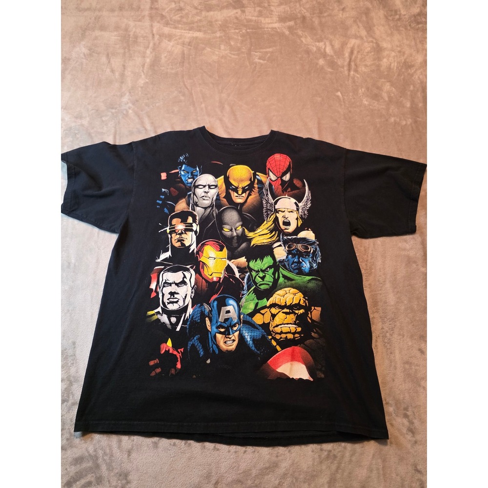 Mad Engine Marvel T-Shirt Mens Large Black Avengers X-Men Graphic Tee